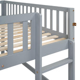 Harper & Bright Designs Full Size Low Loft Bed with Slide, High Guardrail & Ladder, Kids Wooden Full Loft Bed Frame for Girls,Boys, No Box Spring Needed, Gray Harper & Bright Designs