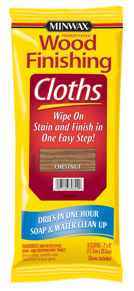 Minwax 308220000 Wood Finishing Cloths, 8 Count, Chestnut Minwax