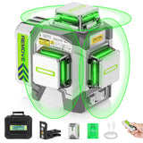 HueparPro Laser Level Self Leveling 3x360° 3D Green Cross Line Laser Level Tool for Construction and Picture Hanging, 8000mAh Rechargeable Battery, Remote Controller, Magnetic Stand & Hard Carry Case Huepar Pro