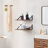 Axeman Deep Floating Shelves, 16W x 12D Rustic Wood Floating Shelves Set of 2, 12 Inch Deep Large Floating Shelves for Wall Decor, Hanging Shelves for Farmhouse Kitchen Bathroom Bedroom - Rustic Brown Axeman