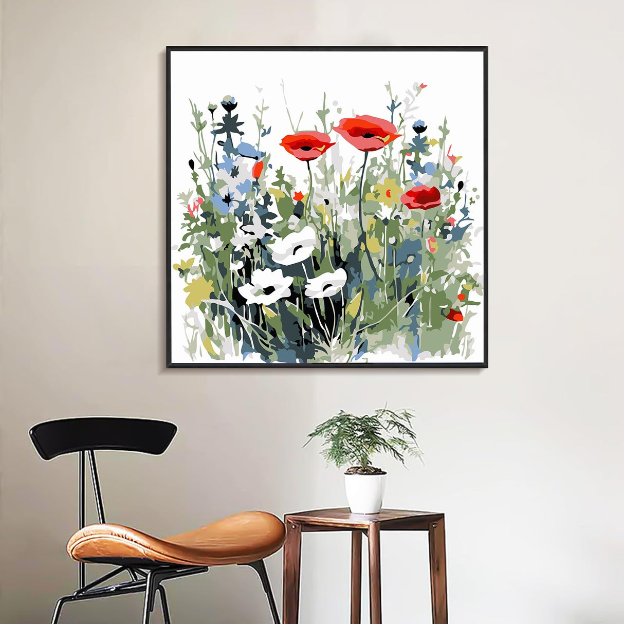 Yezavesu Flower Framed Paint by Numbers Kit for Adults Beginner & Kids Ages 8-12, Wildflowers Paint by Number Without Easel, DIY Adult Paint by Numbers Flowers for Home Wall Decor Gift 10x 10 inch Yezavesu