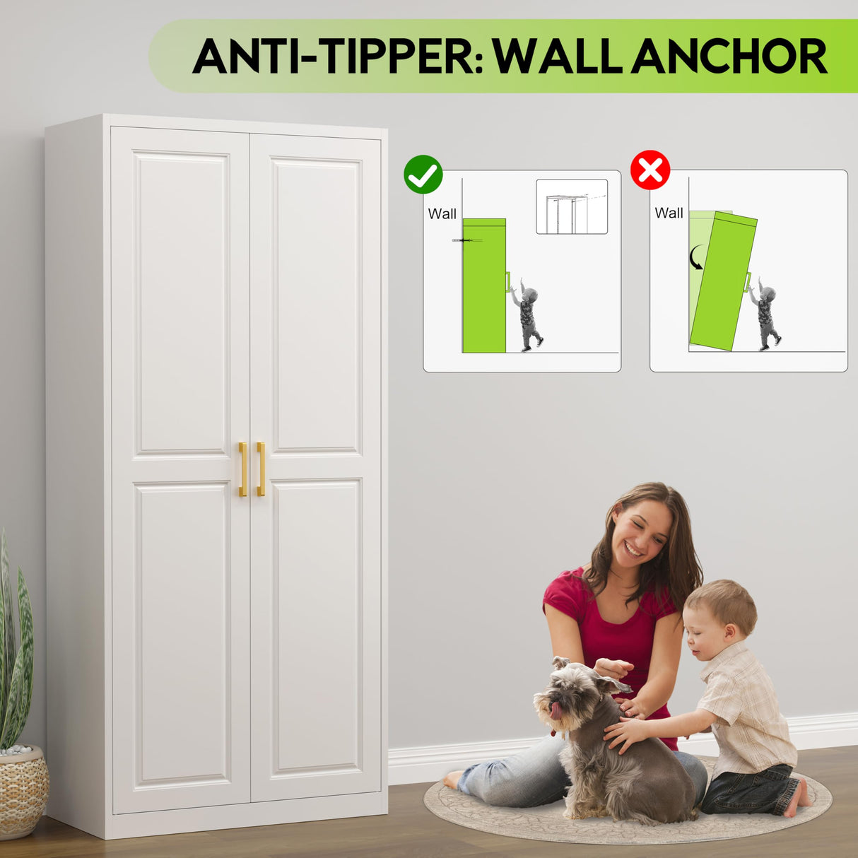 UNICOLY Armoire Wardrobe Closet with Doors, 71'' Wardrobe Cabinet with Hanging Rod, Metal Closet with 2 Adjustable Shelves for Bedroom School, Employee, Gym, Armarios De Ropa para Dormitorio, White UNICOLY