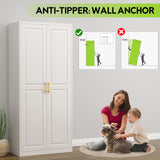 UNICOLY Armoire Wardrobe Closet with Doors, 71'' Wardrobe Cabinet with Hanging Rod, Metal Closet with 2 Adjustable Shelves for Bedroom School, Employee, Gym, Armarios De Ropa para Dormitorio, White UNICOLY