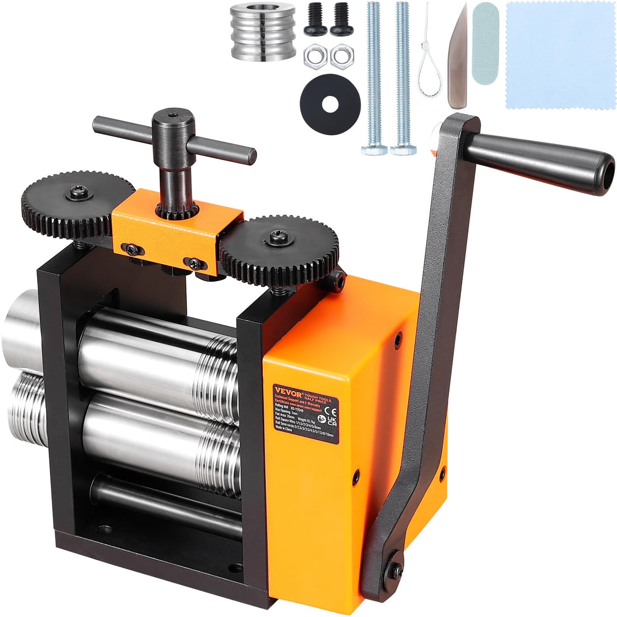 VEVOR Rolling Mill, 3"/76 mm Jewelry Rolling Mill Machine, 1: 2 Gear Ratio, 3-in-1 Multi-Function Rolling Mill, 0.1-7mm Press Thickness for Metal Jewelry Making Sheet Square Wire Semicircle Pattern VEVOR