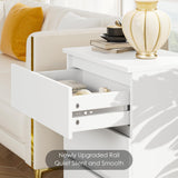FOTOSOK Nightstand Set of 2 White Nightstand with 3 Drawers, White Bedside Table Night Stand for Bedroom with Cut-Out Handle, Sofa Side Table 3 Drawer Nightstand for Bedroom, 17.7W*15D*21.7H FOTOSOK