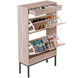 Nouva Rattan Shoe Cabinet - Freestanding Shoe Storage w/ 2 Flip Drawers & 1 Drawer, Narrow Shoe Organizer Rack for Entryway, Living Room Nouva