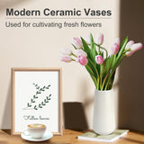 White Ceramic Vase, GUKJOB Small Cute Flower Vase for Pampas Grass, Home, Living Room, Dining Table, Farmhouse, Office Decor, Bedroom, Table, and Kitchen Shelf (White) GUKJOB