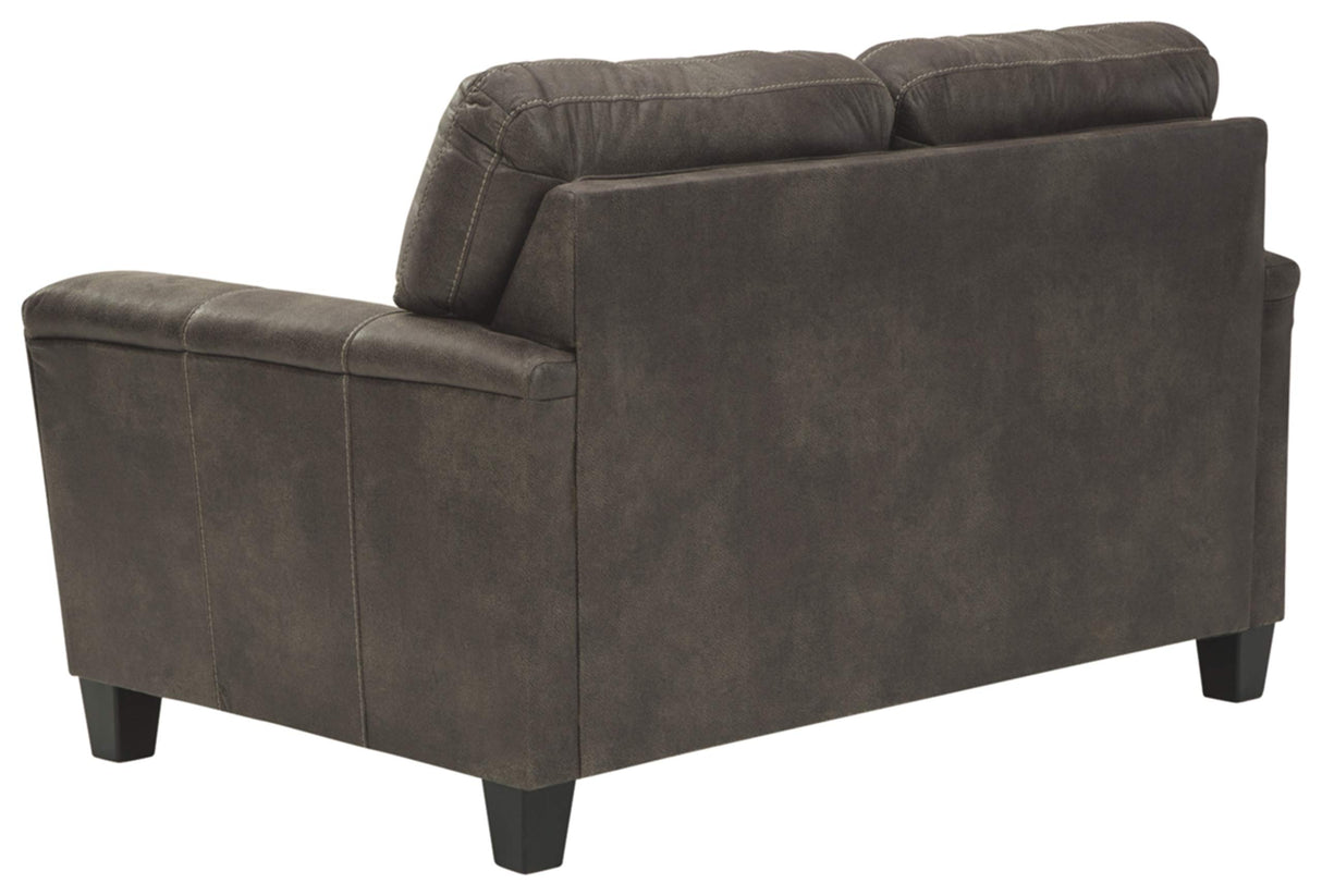 Signature Design by Ashley Navi Faux Leather Modern Loveseat, Gray Signature Design by Ashley