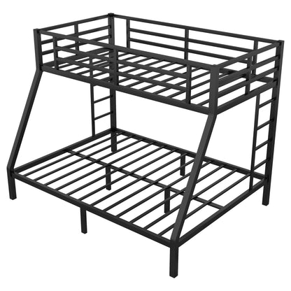 Twin XL Over Queen Bunk Beds for Adults,Heavy Duty Adult Bunk Beds,Metal Bunk Bed Twin XL Over Queen with 2 Ladders,Queen Bunk Bed, Noise-Free,Black