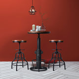 LOKKHAN Vintage Industrial Bar Stool-Rustic Swivel Bar Stool-Round Wood Metal Stool-Kitchen Counter Height Adjustable Pipe Stool-Cast Steel Stool 20-27 Inch (Set of 2) LOKKHAN