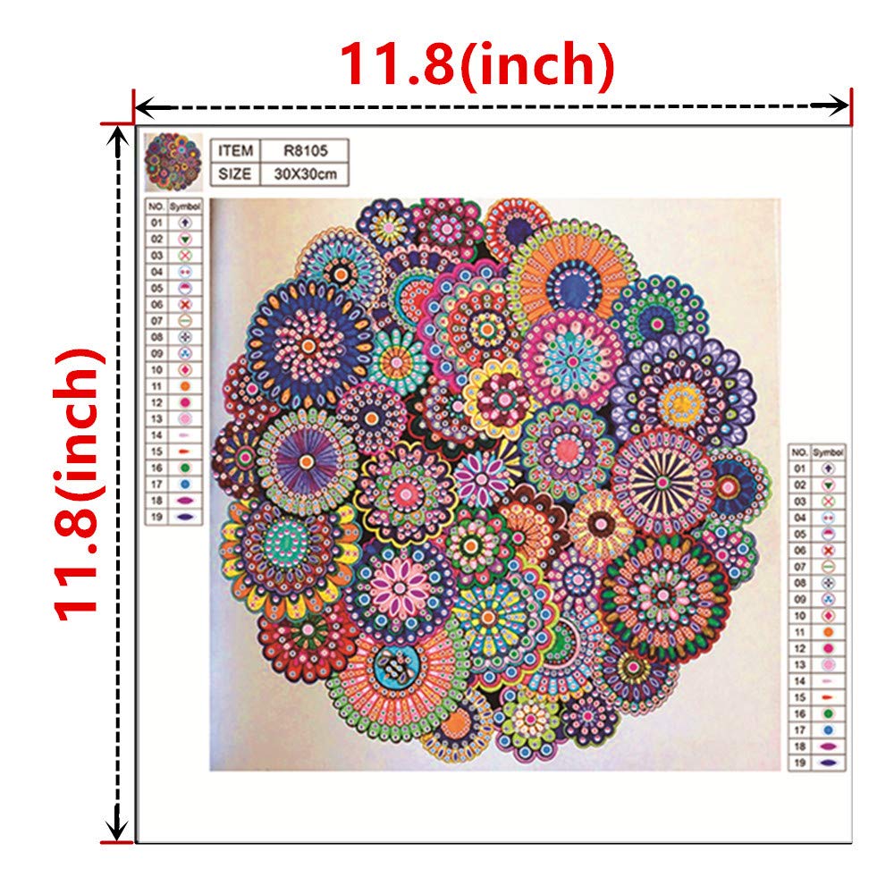 Hibah Diamond Painting DIY 5D Special Shape Rhinestone, Mandala Flower, Partial Diamond Crystal Diamond Painting Mandala Set Hibah
