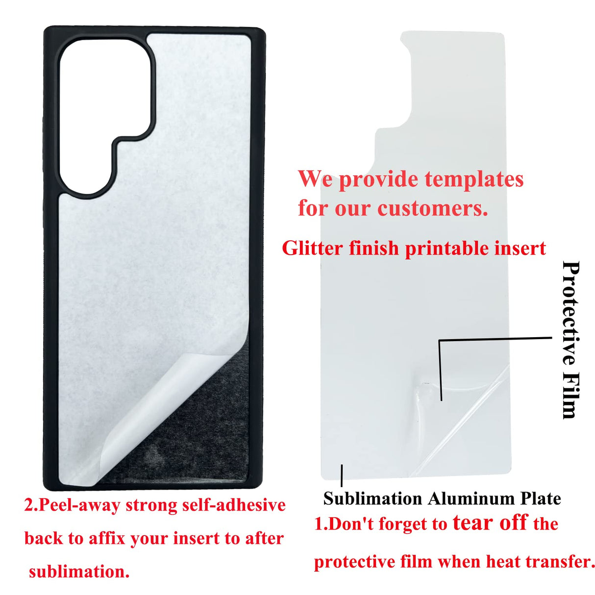 JUSTRY 5PCS Sublimation Blank Phone Case Bulk Covers Compatible with Samsung Galaxy S23 Ultra 5G, Easy to Sublimate DIY 2 in 1 2D Case Soft Rubber Printable Cover + Insert Glitter Wholesale Pack JUSTRY