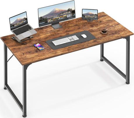 Huuger Computer Desk, 48 Inch Office Desk, Gaming Desk with Storage, Writing Desk Work Desk for Home Office, Study, Modern Simple Desk, Large Legroom, Metal Frame, Rustic Brown Huuger