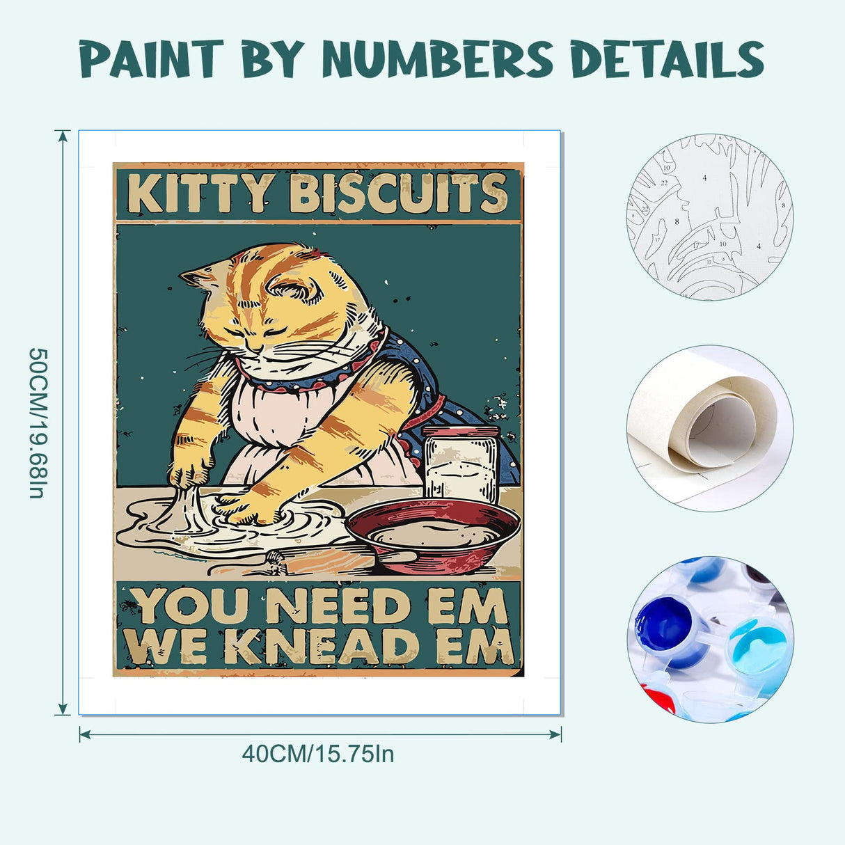 MOGTAA Inspirational Paint by Numbers, Cat Oil Painting Kits for Adults Kids, DIY Inspirational Paint by Numbers on Canvas Drawing Paintwork with Paintbrushes Acrylic Pigment for Home Decor (40x50cm) MOGTAA