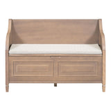 Storage Bench Wooden Entryway Benches with Shoe Cabinets Under Seat and Safety Hinge Multifunctional Storage Bench for Entryway, Foyer (Brown + Beige) Bellemave