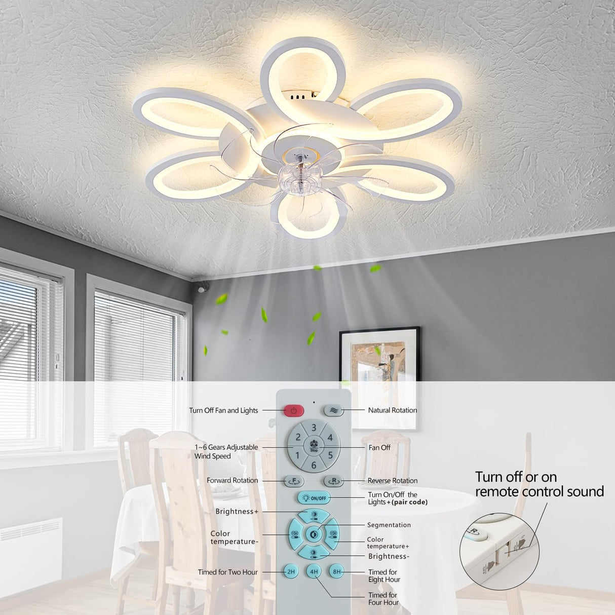 SIJINCHEN Ceiling Fans with Lights and Remote, 25 Inch Modern Low Profile Flush Mount Ceiling Fan, Dimmable LED Ceiling Light Fixture, Small Ceiling Fans for Bedroom, Kitchen, Indoor-White SIJINCHEN