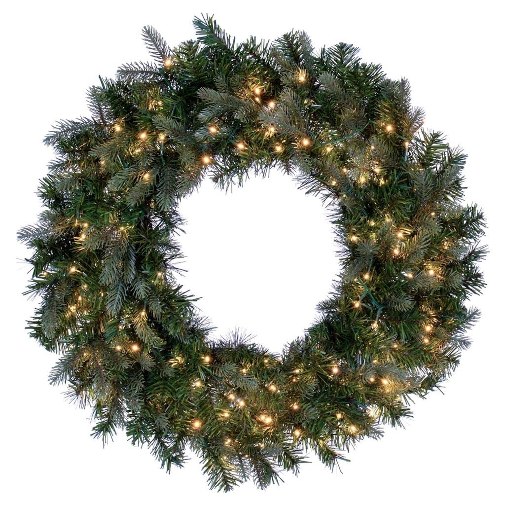 Vickerman 36" Douglas Fir Artificial Pre-Lit Wreath, Warm White 3mm Low Voltage LED Wide Angle Lights.