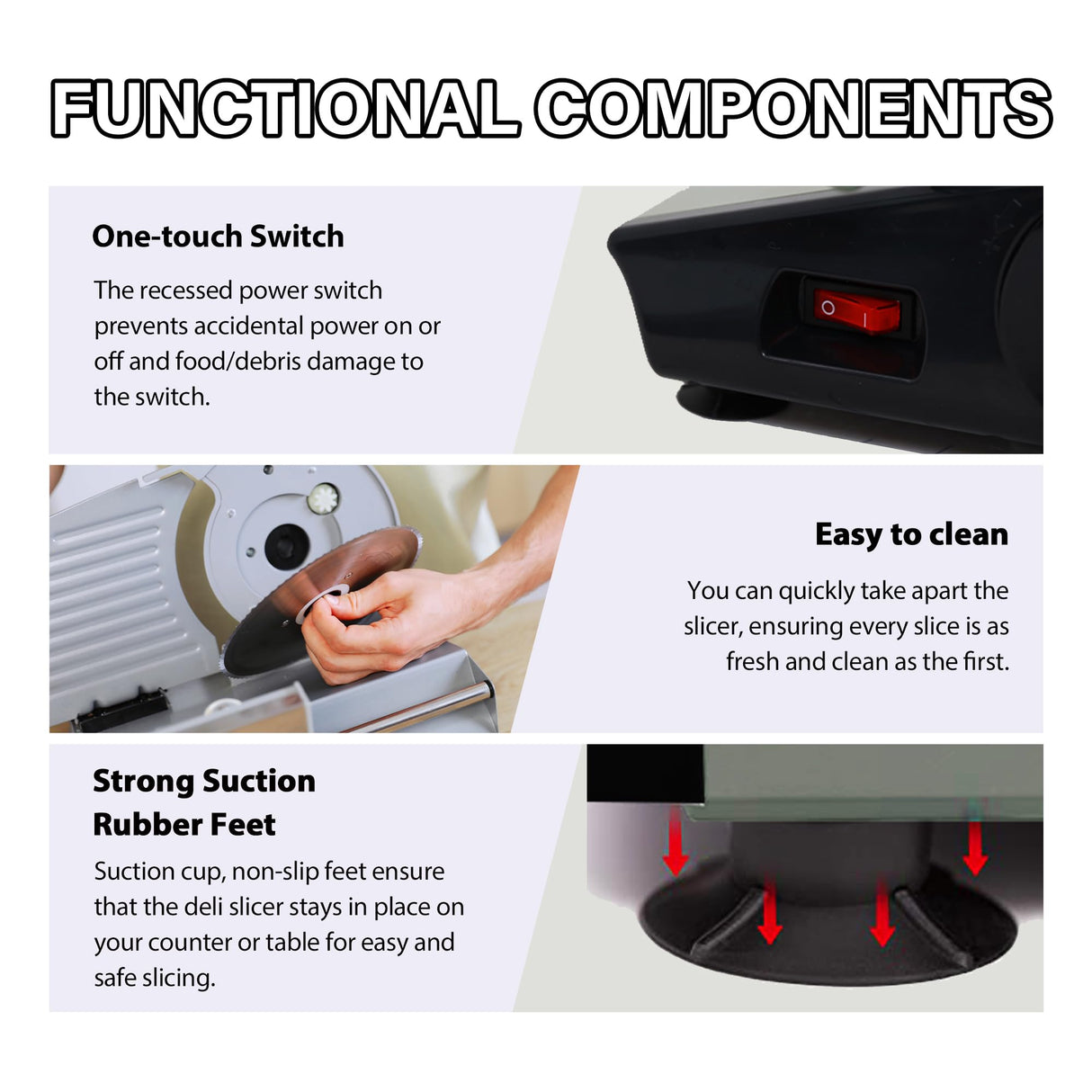 Valley Sportsman 7.5" Electric Meat Slicer Machine for Home, with Stainless Steel Blade, 180 W, Adjustable Thickness, Easy to Clean, Food Slicer, Cuts Meat, Bread, Cheese and Deli, Sliver Valley Sportsman
