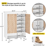 Tribesigns Shoe Cabinet, 18 Pair Rack Organizer Cabinet with Door, 6-Tier Modern Storage Shelves for Entryway Hallway Closet, White and Brown Tribesigns
