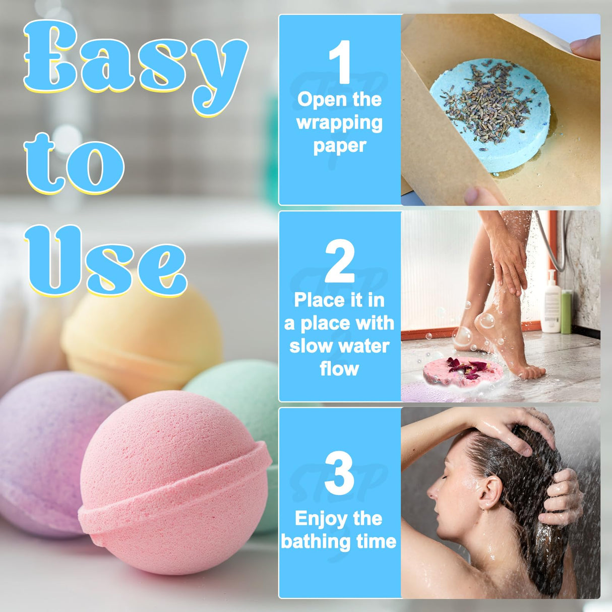 JUYRLE Bath Bomb Making Kit- 49Pcs DIY Bath Bomb Kit for Aldult, Make Your Own Shower Bombs, Spa Craft Kits with Bath Bomb Press, Molds, Bath & Bathing Making Supplies Gifts for Mom Women JUYRLE