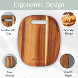 Daniks Acacia Wooden Cutting Board | 9.5x8" | Wood Board Serving Tray | Charcuterie Board | Chopping Boards for Bread, Meat, Fruit, Cheese | Carving Board Daniks