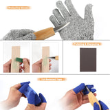 Wood Whittling Kit, 22-in-1 Wood Carving Tools Kit With 11pcs Wood Carving Knives & 4pcs Basswood Wood Blocks, Whith Cut Resistant Gloves & Carving Accessories, Wood Whittling Knife Kit for Beginners QJIUBA