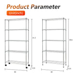 FDW | 5-Tier Wire Storage Shelves with Wheels | 30"x14"x61" | Chrome | Adjustable Racks | Heavy-Duty Metal Shelf, Holds Upto 220 lbs | Tool-Free Assembly, Rust-Resistant | for Home & Garage Shelving FDW