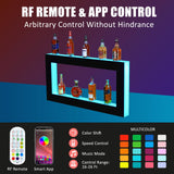 Takywep LED Lighted Liquor Bottle Shelf, Square 2-Tier 48 Inch Bar Bottle Display Shelf with Remote & App Control, 16 Colors, Wall Mounted Acrylic Liquor Shelf for Home Commercial Bar Takywep