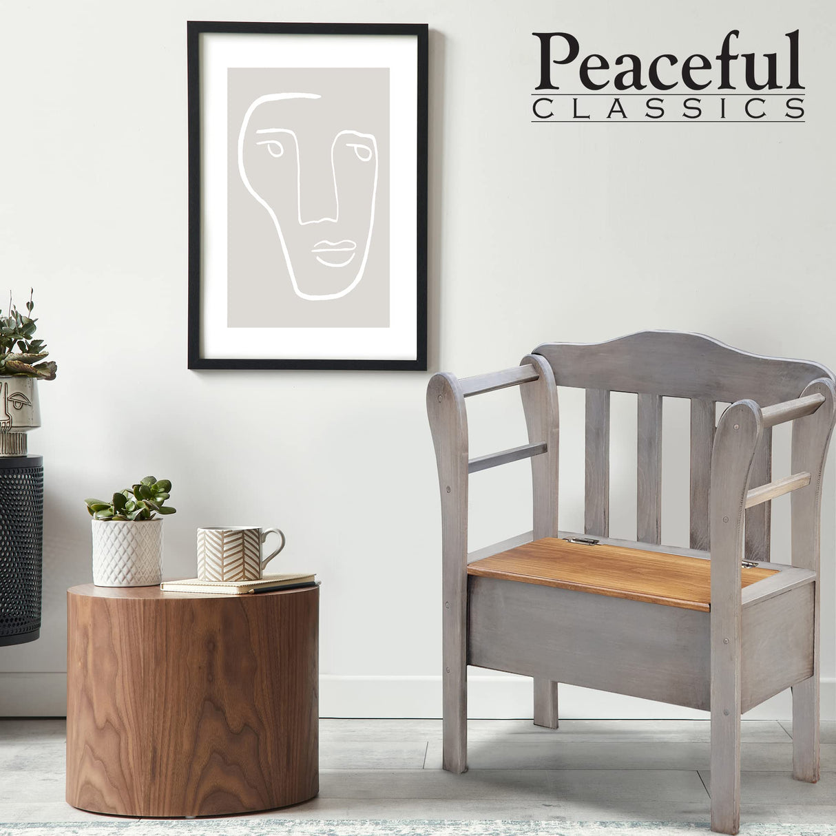Peaceful Classics Bench with Storage - Small Wooden Storage Bench for Entryway, Hallway, Mudroom, Farmhouse, Bedroom, & Living Room, Amish Handmade Furniture Storage Organizer, Pewter Peaceful Classics