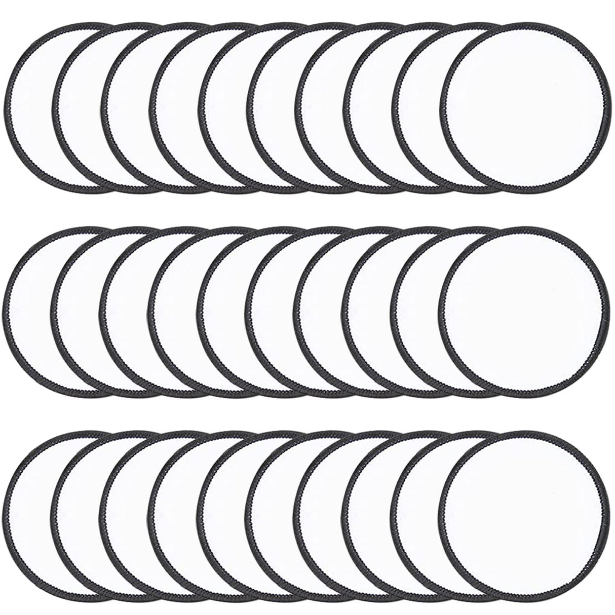 30 Pieces Blank Sublimation Patches Fabric Iron-on Patch Repair Patches Decorative Patches for DIY Crafts, Hats Clothes Uniforms Shoes Bags Backpacks (Round) BOYIVI