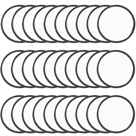 30 Pieces Blank Sublimation Patches Fabric Iron-on Patch Repair Patches Decorative Patches for DIY Crafts, Hats Clothes Uniforms Shoes Bags Backpacks (Round) BOYIVI