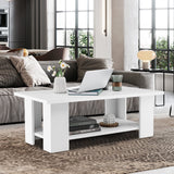 Tangkula 2-Tier Coffee Table, Modern Rectangular Center Cocktail Table with 5 Support Legs, Wooden Accent Living Room Furniture, Small Coffee Table for Small Spaces, Easy Assembly (White) Tangkula