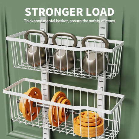 Eastherry Over The Door Organizer，8-Tier Over The Door Pantry Organizer with Adjustable Baskets，Metal Hanging Pantry Organizers and Storage for Kitchen, Back of Door Seasoning Rack (White) Eastherry