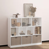 NewBeth Wooden 10 Cube Book Shelf with Base,3 Tier Freestanding Horizontal Bookshelf, Open Bookcase Cube Shelf Storage Organizer for Bedroom, Living Room, Office, Study Room, White NewBeth