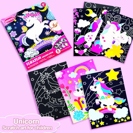 BAOXUE Scratch Art for Kids, Unicorns Black Rainbow Scratch Art Paper Set-Arts and Crafts & Supplies, DIY Activity & Party Games, Unicorn Art Gifts for Toddlers, Girls & Boys BAOXUE