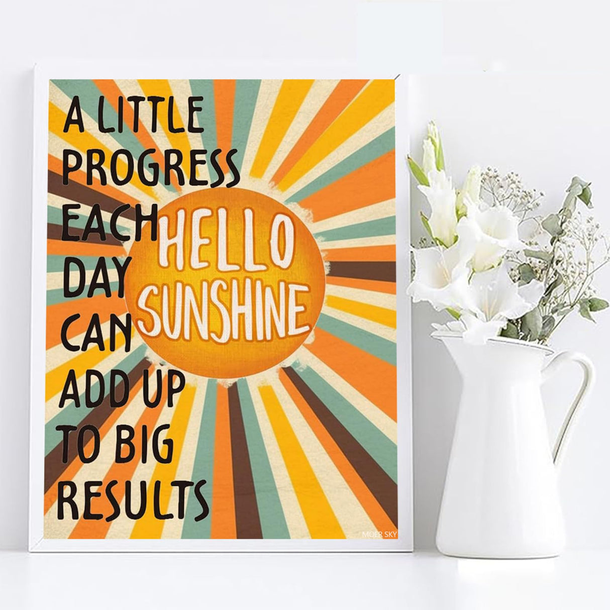 MOER SKY Diamond Art Painting Kits for Adults, Positive Affirmations Inspirational Add Up to Big Results, Motivational Quote 5D DIY Round Drill Paint with Diamond Dots, Home Wall Decor 12x16 Inch MOER SKY