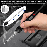 Soldering Iron Heat Set Insert Tool, 80W 110V LCD Digital Soldering Welding Iron Kit with Iron Tips and Heat Set Insert Tips, 16-in-1 Adjustable Temperature 180-500℃ Solder Kit, Blue Lunamor