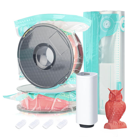 Domsanistor 3D Printer Filament Storage Bags Vacuum Kit,10Pcs Thicken Filament Vacuum Bags with 1*Automatic Pump/4*Clips, 11.8x13.4in Filament Bags for Keeping 1kg Spool Filament Dry Domsanistor