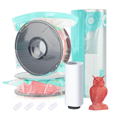 Domsanistor 3D Printer Filament Storage Bags Vacuum Kit,10Pcs Thicken Filament Vacuum Bags with 1*Automatic Pump/4*Clips, 11.8x13.4in Filament Bags for Keeping 1kg Spool Filament Dry