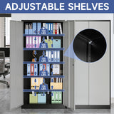 Anxxsu Metal Garage Storage Cabinet, 71" Locking Storage Cabinet with 2 Doors and 4 Adjustable Shelves, Lockable Metal Cabinet for Office,Home,Garage,Gym,School（Gray Black） Anxxsu