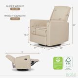 Evolur Raleigh Upholstered Plush Seating Nursery Glider 360-degree, Swivel Rocker Recliner, Multi Recline Positions, Greenguard Gold & JPMA Certified, Stain Resistant, Tool-Free Assembly, Shell Evolur