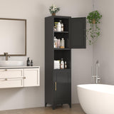 Polup Slim Bathroom Storage Cabinet, 75" Tall Freestanding Narrow Cabinets for Small Spaces, Skinny Metal Storage Cabinet with Doors and Shelves for Living Room, Kitchen, Black - Assembly Required Polup