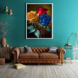 JFYHAB Rose Diamond Painting Kits for Adults, Rose Flowers Full Drill Diamond Art Kit for Adults Beginner, DIY 5D Diamond Dots Painting Craft for Home Wall Decor 12x16 Inch JFYHAB