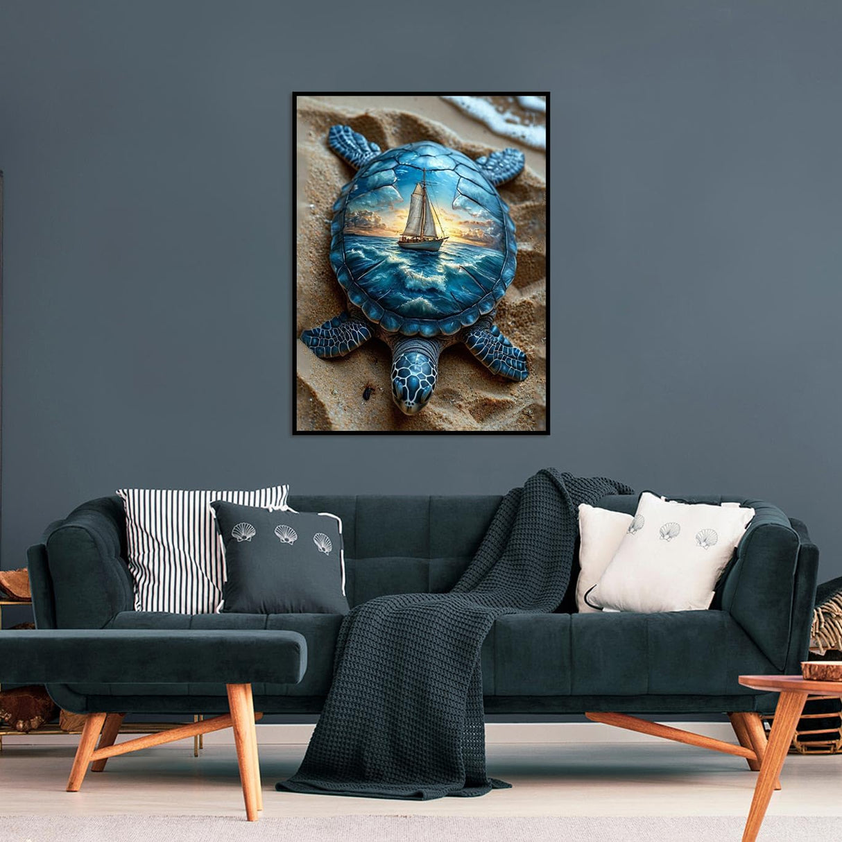 Diamond Painting Kits for Adults 5D Sea Turtle, Sunset Beach Ocean Gem Art for Beginners, DIY Full Drill Diamond Art Kits for Adults, Home Wall Decor, 12x16 Inches Baiwanerxiang