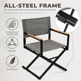 Grand patio 7-Piece Outdoor Dining Set, 6 Extra-Wide Foldable Chairs & 1 Extendable Table, UV-Resistant Mesh Patio Furniture Set, Wood Grain Tabletop for Garden, Yard and Terrace, Black Grand patio