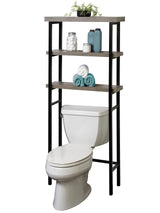 Zenna Home Over The Toilet Storage, Bathroom Storage Organizer with 3 Shelves, Bathroom Space Saver That Fits Above Toilet, Driftwood and Matte Black Frame Zenna Home