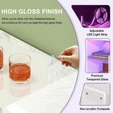 Clikuutory White LED TV Stand with Large Storage Drawer for 32 40 50 55 Inch TVs, Modern High Gloss TV Console Table with Entertainment Center for Living Room, Bedroom, White Clikuutory