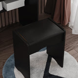 Homsee Vanity Desk Set Makeup Table with Large Sliding Lighted Mirror, Dressing Table with 4 Drawers, Hidden Storage Shelves & Cushioned Stool for Bedroom, Black Homsee