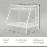 KOMFOTT Metal Twin Over Full Bunk Bed, Heavy Duty Bed Frame with Integrated Ladder, Full-Length Guardrails for Teens & Adults, Space-Saving Bunk Bed for Bedroom & Dorm, No Box Spring Required KOMFOTT
