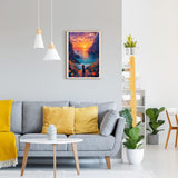 GDYEEH DIY 5D Sunset Diamond Art Kits, Kitten Full Round Drill Sparkling Cat Diamond Painting Picture, Flowers Diamond Painting Art Kits Craft for Adults Beginners, Home Wall Decor 12x16inch GDYEEH